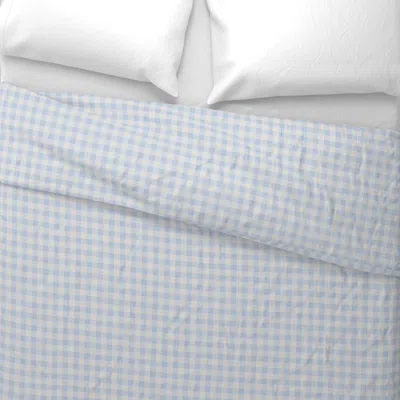 Spoonflower Mini Gingham In Baby Blue And Ecru Wide Cotton Sateen 3.5 oz 26" X 20" Standard Knife Edge