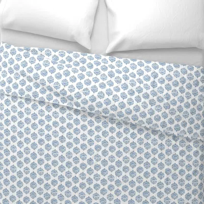 Spoonflower Mini Handblock Medallion Periwinkle Wide Cotton Sateen 3.5 oz 26" X 20" Standard Knife Edge