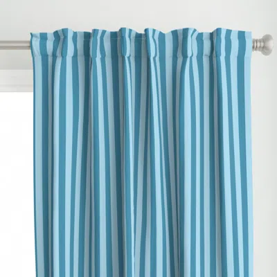 Spoonflower Mini Stripe - Blue Tones Curtain Panel