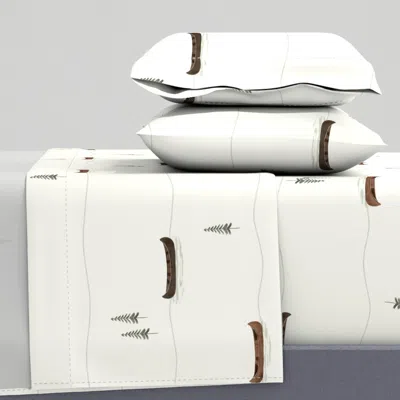 Spoonflower Minimalist Canoes In The Lake Large - Cabincore Interior - Bathroom Walls King Sheet Set