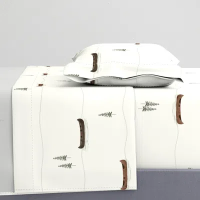 Spoonflower Minimalist Canoes In The Lake Large - Cabincore Interior - Bathroom Walls Twin Xl Sheet