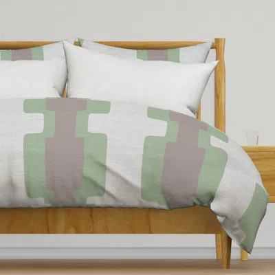 Spoonflower Mint Green Gray Mid Century Duvet Cover