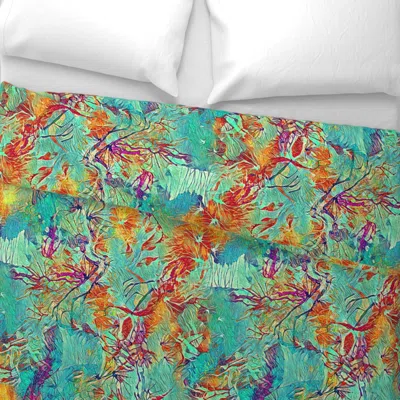 Spoonflower Mint Orange Ink Painting King Pillow Sham