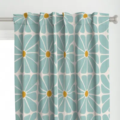 Spoonflower Mint Retro Floral (jumbo) Curtain Panel