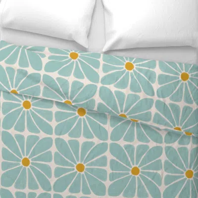 Spoonflower Mint Retro Floral (jumbo) King Pillow Sham