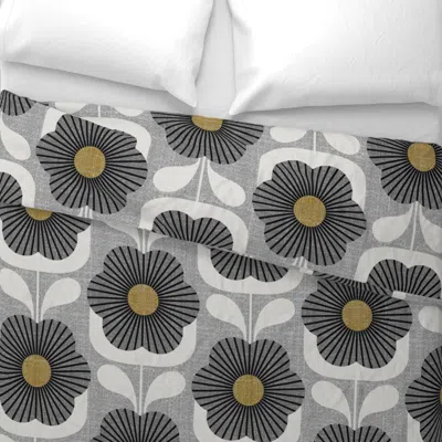 Spoonflower Mod Deco Blooms-jumbo Scale Wide Cotton Sateen 3.5 oz 26" X 20" Standard Knife Edge