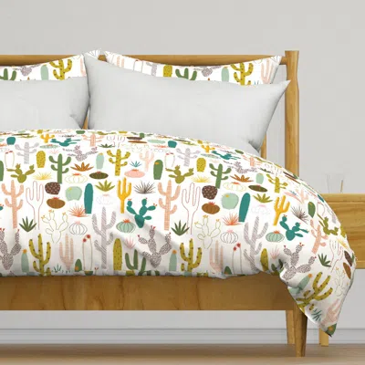 Spoonflower Mod Desert Garden - White Duvet Cover