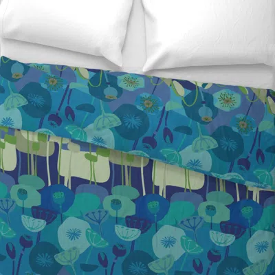 Spoonflower Mod Poppies-deep Blue King Pillow Sham