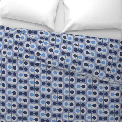Spoonflower Mod Scandinavian Leaves-blue-custom Wide Cotton Sateen 3.5 oz 30" X 24" Standard Flanged