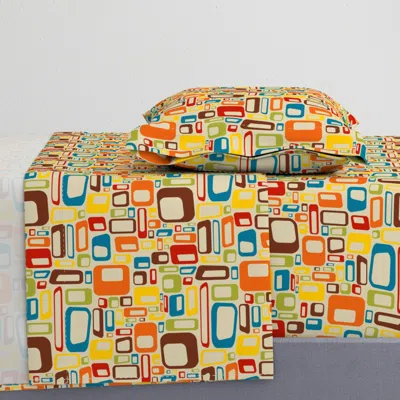 Spoonflower Mod Squares 70s Twin Xl Sheet Set