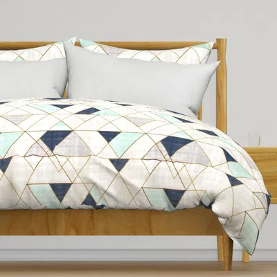Spoonflower Mod Triangles Xl Vintage Navy Duvet Cover