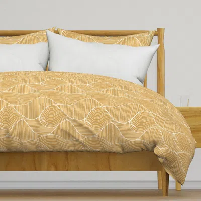 Spoonflower Modern Abstract Wavy Line Duvet Cover In Brown