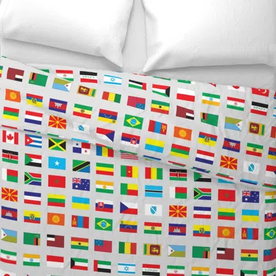 Spoonflower Modern Flags Of The World Wide Cotton Sateen 3.5 oz 26" X 20" Standard Knife Edge