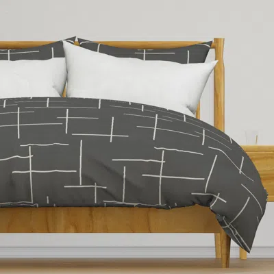 Spoonflower Modern Masculine Soft Charcoal Duvet Cover In Gray
