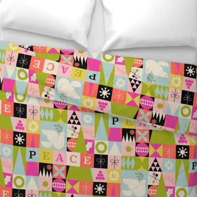 Spoonflower Modern Mid Century Holiday Patchwork 18 Inch Half Drop Square Euro Pillow Sham