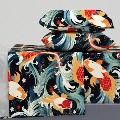 Spoonflower Modern Vivid Koi Atl 2038 King Sheet Set
