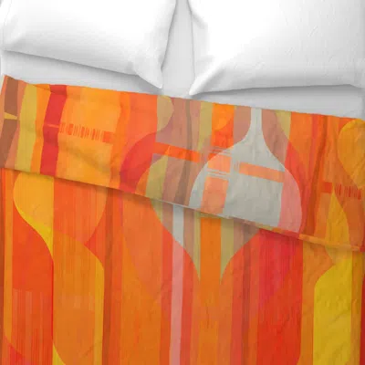 Spoonflower Mod-ripple-orange Red King Pillow Sham