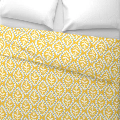 Spoonflower Molly's Yellow And Blue Wide Cotton Sateen 3.5 oz 26" X 20" Standard Knife Edge