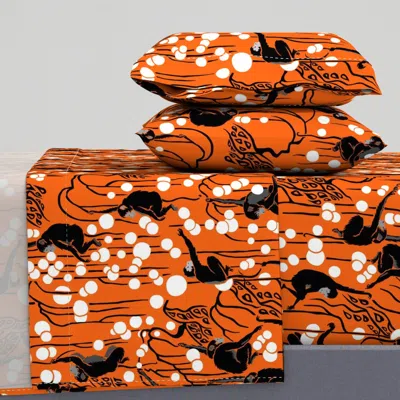 Spoonflower Monkey Brick Poppy Queen Sheet Set