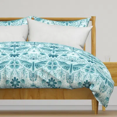 Spoonflower Mono Moth Sea Glass Duvet Cover