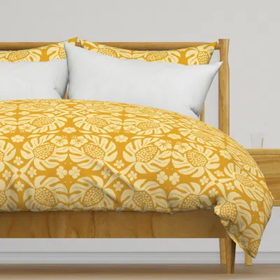 Spoonflower Monstera Deliciosa And Fruit Duvet Cover In Orange