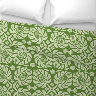 Spoonflower Monstera Deliciosa And Fruit Hawaiian Quilt V2 Wide Cotton Sateen 3.5 oz 26" X 20" Standard Knife Ed