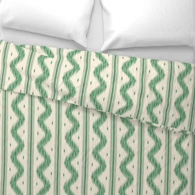 Spoonflower Montclair Ribbon Stripe - Boxwood Green On Bone Euro Pillow Sham