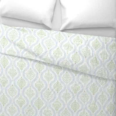 Spoonflower Monticello Cornflower Reveresed Quiet Green Blue King Pillow Sham