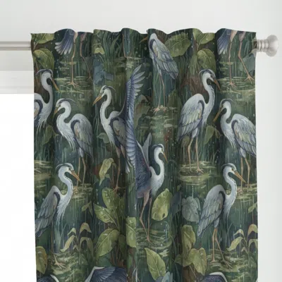Spoonflower Moody Blue Heron Rain Curtain Panel