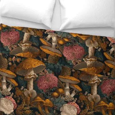Spoonflower Moody Mushroom Wide Cotton Sateen 3.5 oz 26" X 20" Standard Knife Edge