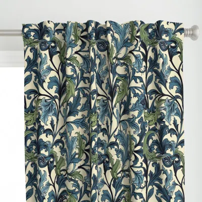 Spoonflower Morris Design In Teal And Curtain Panel