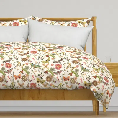 Spoonflower Moths N Wildflowers Duvet Cover