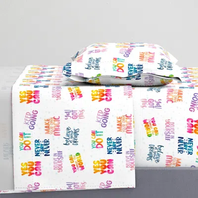 Spoonflower Motivational Encouraging Positive Affirmations Medium Twin Sheet Set In Multi