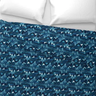 Spoonflower Mountain Scape Ii - Blue Wide Cotton Sateen 3.5 oz 26" X 20" Standard Knife Edge