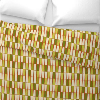 Spoonflower Movement Orange Green Wide Cotton Sateen 3.5 oz 26" X 20" Standard Knife Edge