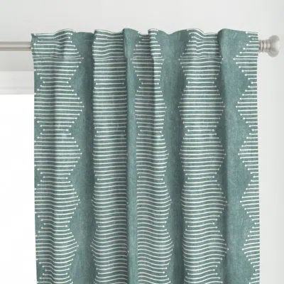 Spoonflower Mud Diamond Dusty Blue Curtain Panel
