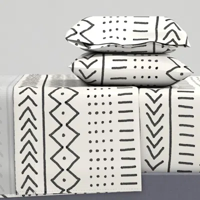 Spoonflower Mudcloth Cream King Sheet Set