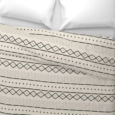 Spoonflower Mudcloth Ii (petite) In Black On Bone Wide Cotton Sateen 3.5 oz 26" X 20" Standard Knife Edge