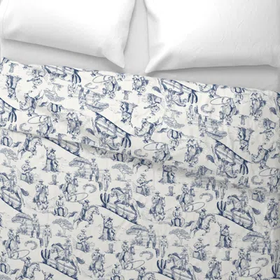 Spoonflower Muscle Cowboy Toille - Denim King Pillow Sham