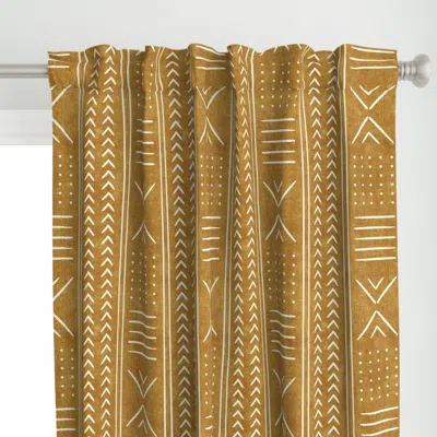 Spoonflower Mustard Mud Cloth - Arrow Curtain Panel