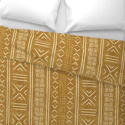 Spoonflower Mustard Mud Cloth - Dots - Mudcloth Tribal - Lad19 King Pillow Sham In Orange
