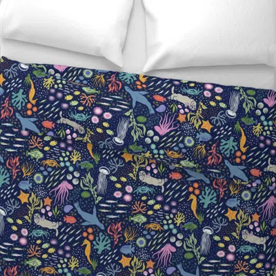Spoonflower My Pacific Ocean Sea Life Backyard Wide Cotton Sateen 3.5 oz 26" X 20" Standard Knife Edge