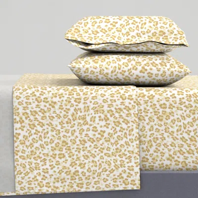 Spoonflower Myra - Leopard Print - Small - White & Yellow King Sheet Set