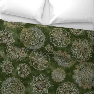 Spoonflower Mystic Mandala Serenity Golden Moss Wide Cotton Sateen 3.5 oz 26" X 20" Standard Knife Edge