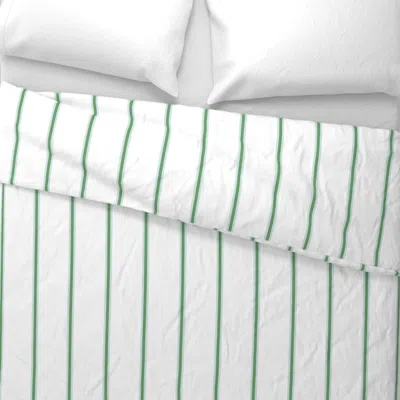 Spoonflower Narrow Stripes - Green Blue & White Wide Cotton Sateen 3.5 oz 26" X 20" Standard Knife Edge