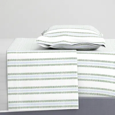 Spoonflower Narrow Summer Stripes - Green And Blue On Pure White Background Twin Xl Sheet Set