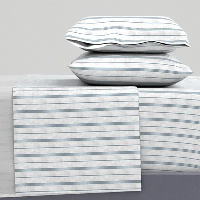 Spoonflower Narrow Textured Pinstripe Denim On Cotton Cal King Sheet Set