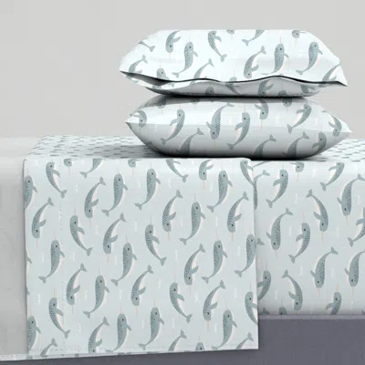 Spoonflower Narwhal King Sheet Set