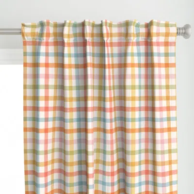 Spoonflower Natural Gingham Check Curtain Panel