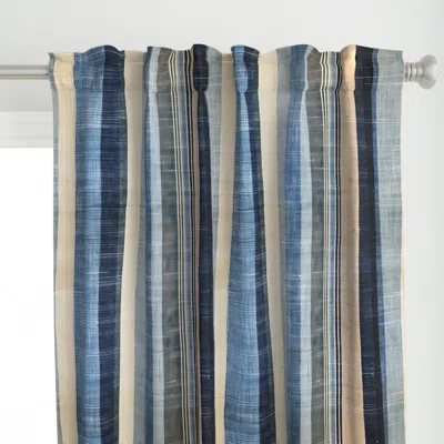 Spoonflower Natural Stripes Blue 10 Curtain Panel